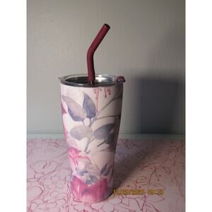 Large metal water bottle with lid & straw 40oz